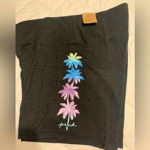 NWT Size XXL VS Pink 6” biker shorts dark gray with glitter palm trees